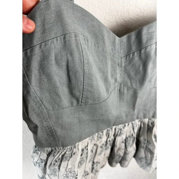 The Great Camelia Top Spaghetti Straps Size Large Tank Blue Cropped Eyelet NEW‎ - Picture 4 of 14